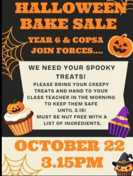 Halloween Themed Bake Sale - Wednesday 22nd October